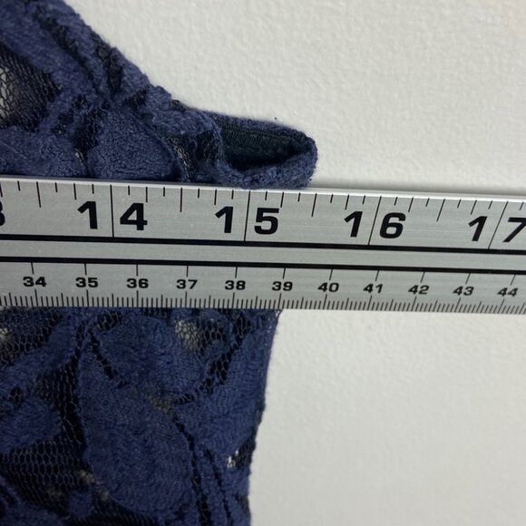 Free People Lace Mini Dress Navy Blue Size XS‎ Bohemian Romantic Eyelet Boho - Picture 6 of 11
